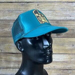 Hans Hedemann Surf School Trucker Hat Teal Blue Mesh Snapback Nissun Cap Vintage